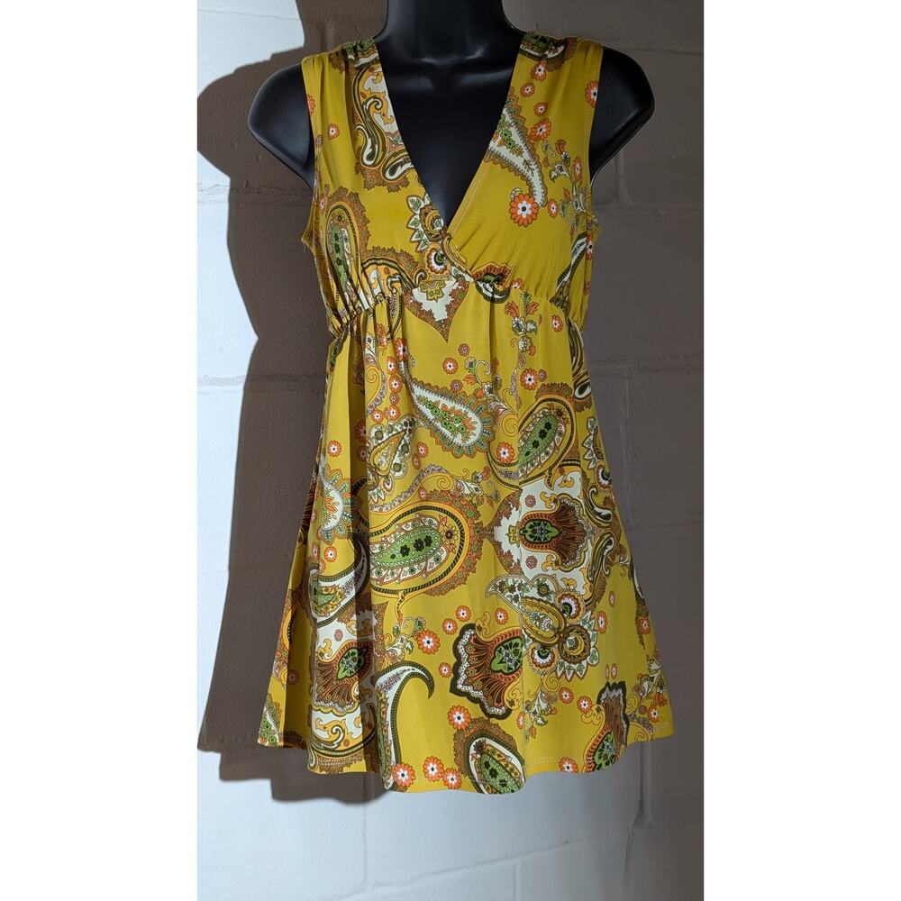 Charlotte Russe Paisley Print Mini Dress Sleeveless V Neck Vintage Y2K Medium